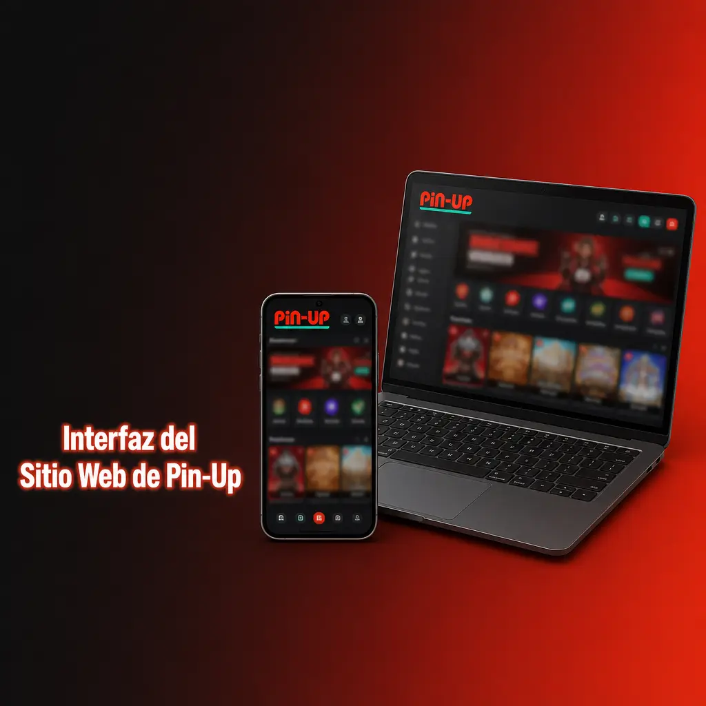 Interfaz del sitio web de Pin-Up mostrando la barra superior con pestañas de Casino, Casino en Vivo, Deportes, Cibersports y Promociones