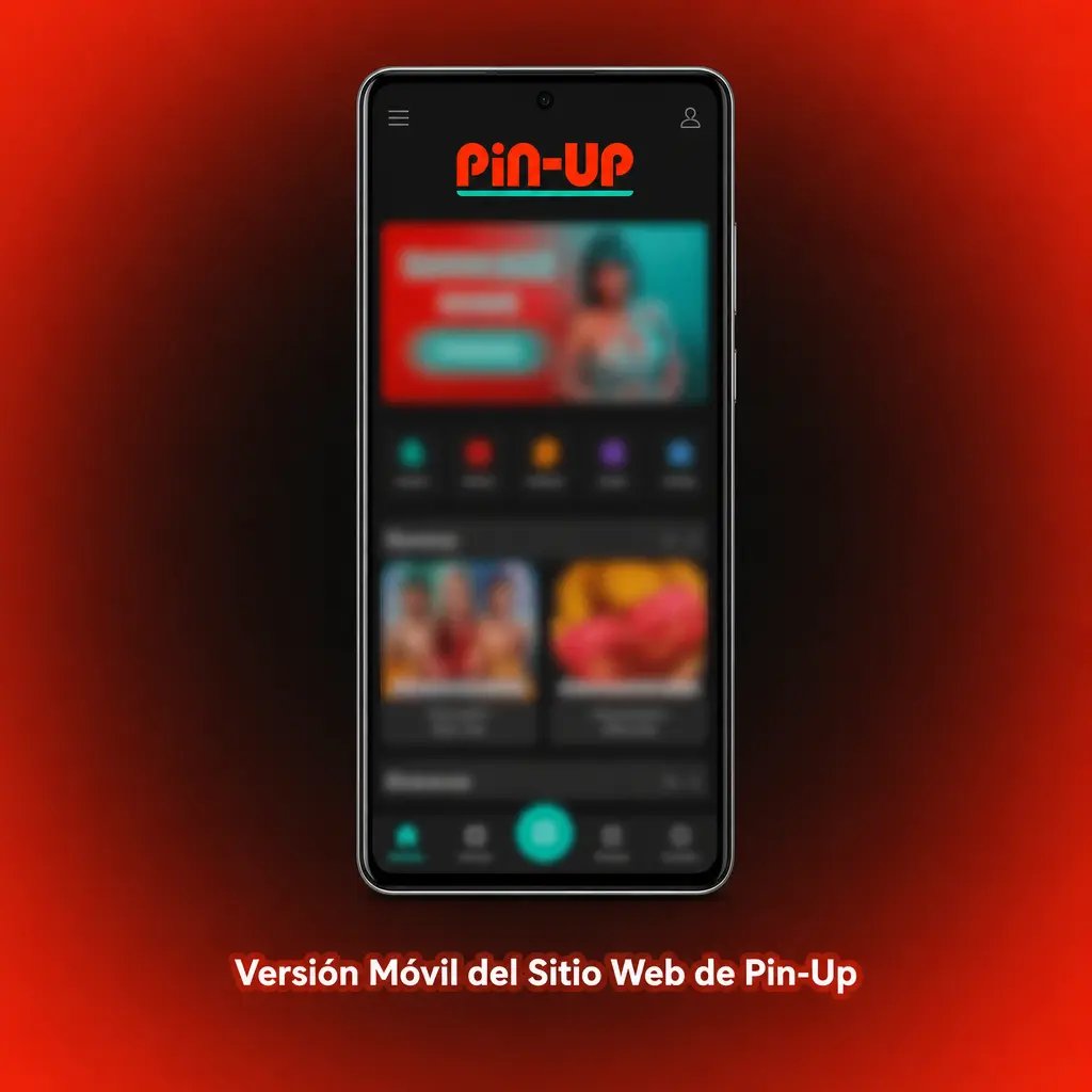 Versión móvil del sitio web de Pin-Up en un smartphone